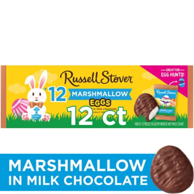RUSSELL STOVER Easter Milk Chocolate Marshmallow Easter Egg Crate - 12 Count