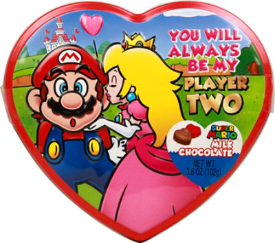 Super Mario Heart Tin W/ Milk Chocolate - 3.6 Oz - Image 2