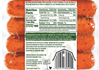 Applegate Organic Fire Roasted Red Pepper Chicken Sausage - 12 Oz - Image 7