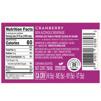 Stella Rosa Sparkling Cranberry Non Alcoholic Wine - 750 Ml - Image 5