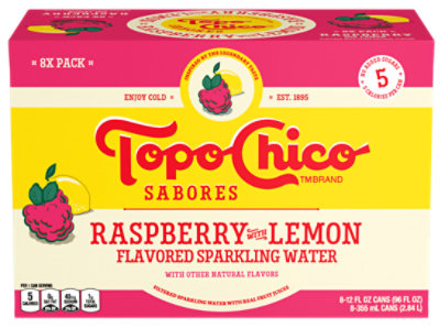 Topo Chico Sabores Raspberry Lemon 8-12fz - 8-12 FZ - Image 1