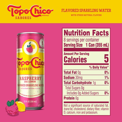 Topo Chico Sabores Raspberry with Lemon Can - 12 Fl. Oz. - Image 2