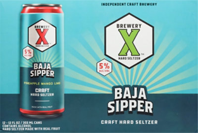 Brewery X Baja Sipper Tropical Lime Hard Seltzer 12 Pack In Cans - 12 Fl. Oz. - Image 6