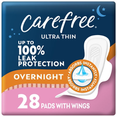 Carefree Ultra Thin Overnight With Wings - 28 Count - Image 1