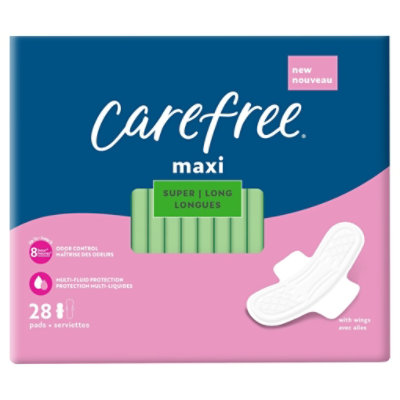 Carefree Pads Maxi Super Long With Wings - 28 Count - Image 3