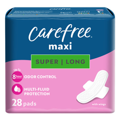 Carefree Pads Maxi Super Long With Wings - 28 Count - Image 1