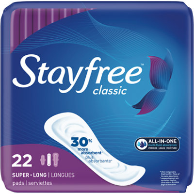 Stayfree Classic Super Long No Wings - 22 Count - Image 1