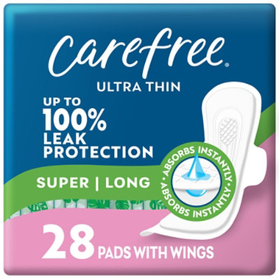 Carefree Ultra Thin Super Long With Wings - 28 Count - Image 1