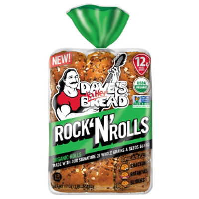 Dave's Killer Bread Rock 'N' Rolls Organic Snack Slider Breakfast Rolls - 12 Count