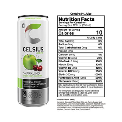 Celsius Green Apple Cherry - 12 Fl. Oz. - Image 3