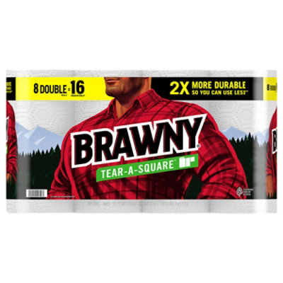 Brawny Tear-a-square Paper Towels Double Rolls - 8 Rolls - Image 1