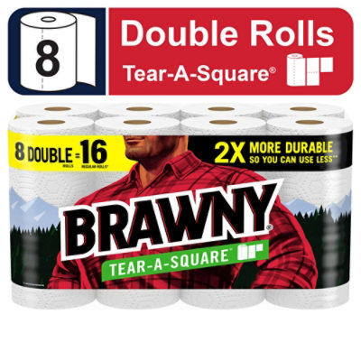 Brawny Tear-a-square Paper Towels Double Rolls - 8 Rolls - Image 2