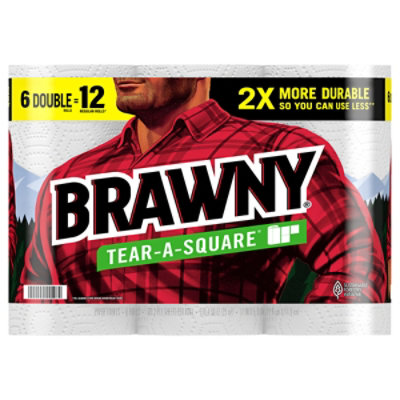 Brawny Tear-a-square Paper Towels 6 Double Rolls - 6 Rolls - Image 3