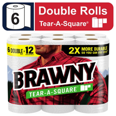 Brawny Tear-a-square Paper Towels 6 Double Rolls - 6 Rolls - Image 2