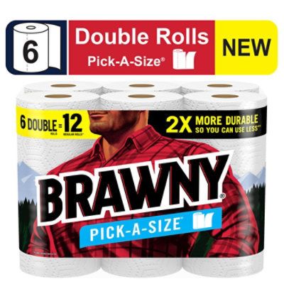 Brawny Pick-a-size Paper Towels Double Rolls - 6 Rolls - Image 2