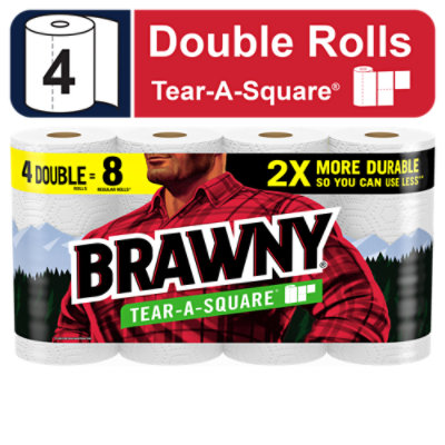 Brawny Tear-a-square Paper Towels 4 Double Rolls - 4 Rolls - Image 2