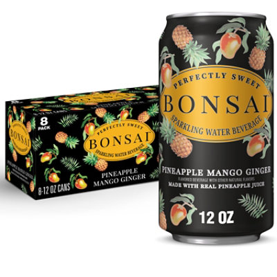 Bonsai Mango Pineapple Ginger Sweetened Sparkling Water Cans - 8 - 12 Fl. Oz. - Image 1