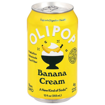 OLIPOP Banana Cream Prebiotic Soda Can - 12 Fl. Oz.