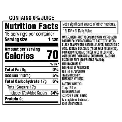 Brisk Iced Tea Lemon - 15-12 Fl. Oz. - Image 1