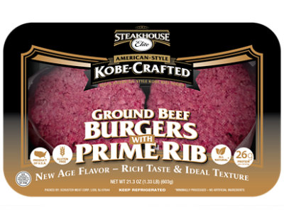 Steakhouse Elite Kobe Crafted Ground Beef Burger Prime Rib - 21.3 Oz - Image 1