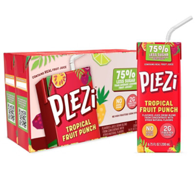 Plezi Kids Hydration Tropical Punch Flavored Juice Drink Blend - 8 - 6.75 Oz - Image 1