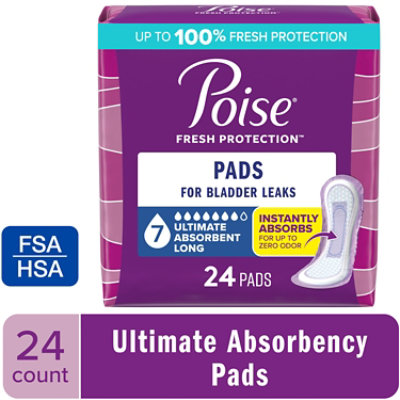 Poise Incontinence Pads 7 Drop Absorbency Incontinence Pads - 24 Count - Image 1