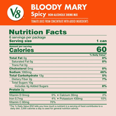 V8 Bloody Mary Spicy Mix  - 6-8 Oz - Image 4