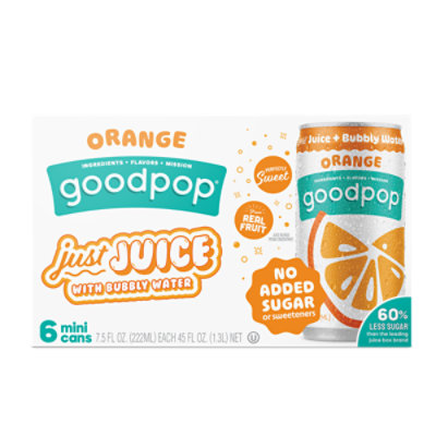 Goodpops Sparkling Water Orange - 6-7.5 Fl. Oz. - Image 1