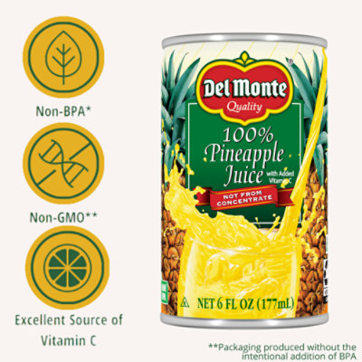 Del Monte 100 Percent Pineapple Juice Can - 6-6 Fl. Oz. - Image 3