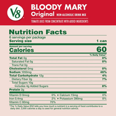 V8 100% Vegetable Juice Bloody Mary Mix - 6-8 Fl. Oz. - Image 4