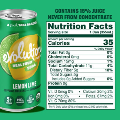 Evolution Fresh Organic Lemon Lime Soda - 12 Fl. Oz. - Image 2