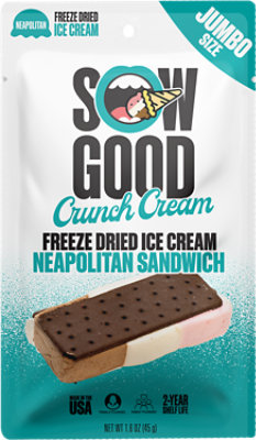 Sow Good Freeze Dried Neapolitan Ice Cream Sandwich - 1.6 Oz