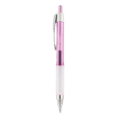 uniball Signo 207 City of Hope Edition Gel Pen, Retractable, Medium 0.7 mm, Black Ink, Translucent Pink/White Barrel, Dozen - Image 1