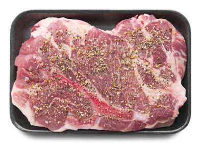 Pork Shoulder Steak Bone In Lemon Pepper Seasoning - LB - Image 1