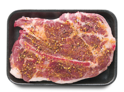Pork Shoulder Steak Bone In Supreme Pepper Seasoning - LB - Image 1