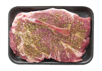 Pork Shoulder Steak Bone In Vegetable Pepper Seasoning - LB - Image 1