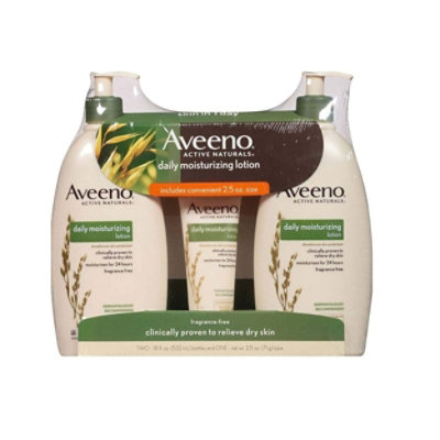 Aveeno Daily Moisturizing Lotion (18 Fluid Ounce, 2 Pack With 2.5 Ounce Tube) - Image 1
