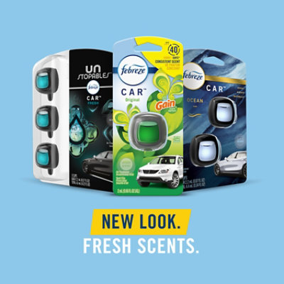 Febreze Car Air Freshener Vent Clips Variety Pack Linen & Sky Gain Hawaiian Aloha - 3-0.06 Fl. Oz. - Image 8