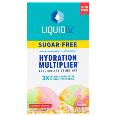 Liquid I.V. Hydration Multiplier Sugar Free Rainbow Sherbert Electrolyte Powder Drink Mix - 6 Count - Image 2