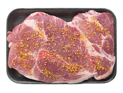Pork Shoulder Steak Bone In Fajita Seasoning - LB - Image 1