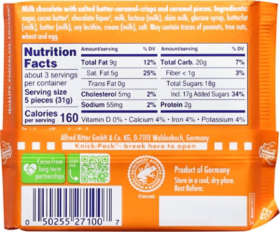 Ritter Crunchy Salted Caramel Milk Choc - 3.5 Oz - Image 6