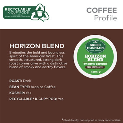 Green Mountain Coffee Roasters Horizon Blend Coffee by Kevin Costner Keurig K Cup Pods  - 10 Count - Image 4