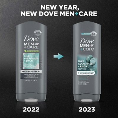 Dove Men+Care Relaxing Hydrating Face And Body Wash, Blue Eucalyptus And Birch, 18 Fl Oz - Image 3