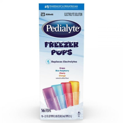 Pedialyte Freezer Pops - Grape/ Blue Raspberry/ Cherry/ Orange - 64 Pops Total (2.1 oz Per Pops) - Image 1