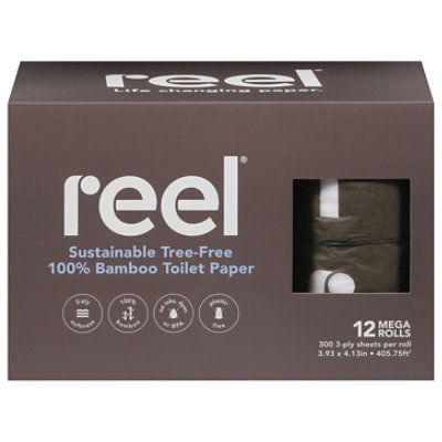 Reel Bamboo Paper Bath Tissue 3 Ply - 12 Count - Image 3