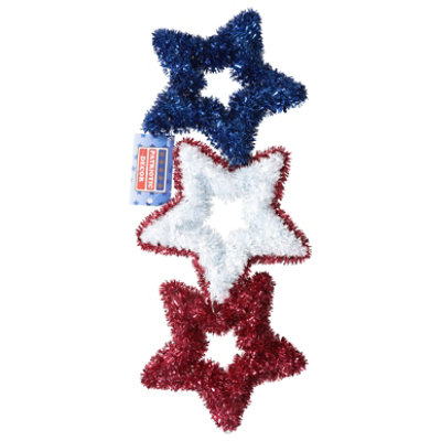 Seasonal Celebrations Tinsel Tri Stars Danglers - Each - Image 1