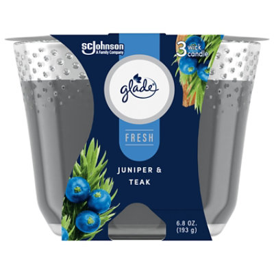 Glade Fresh 3 Wick Candle Juniper & Teak - 6.8 Oz. - Image 1