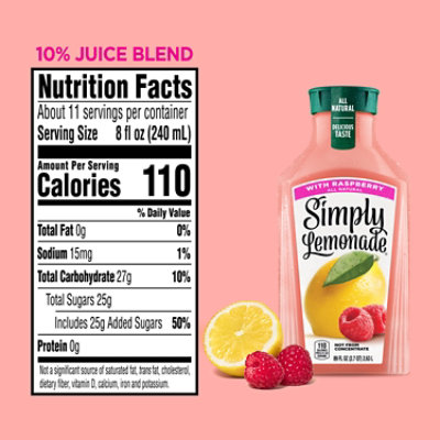 Simply Lemonade W Raspberry In Bottle - 89 Fl. Oz. - Image 3