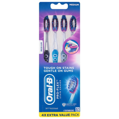 Oral-B Pro-flex Stain Eraser Medium Manual Toothbrush - 4 Count - Image 1