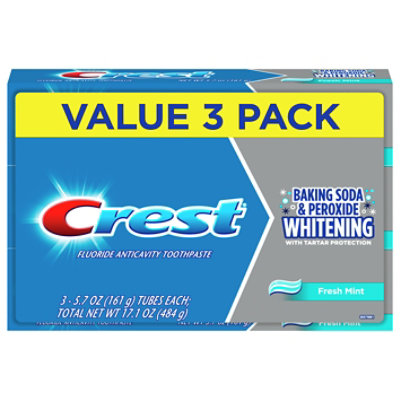 Crest Fresh Mint Baking Soda & Peroxide Whitening Toothpaste Value Pack - 3-5.7 Oz - Image 3